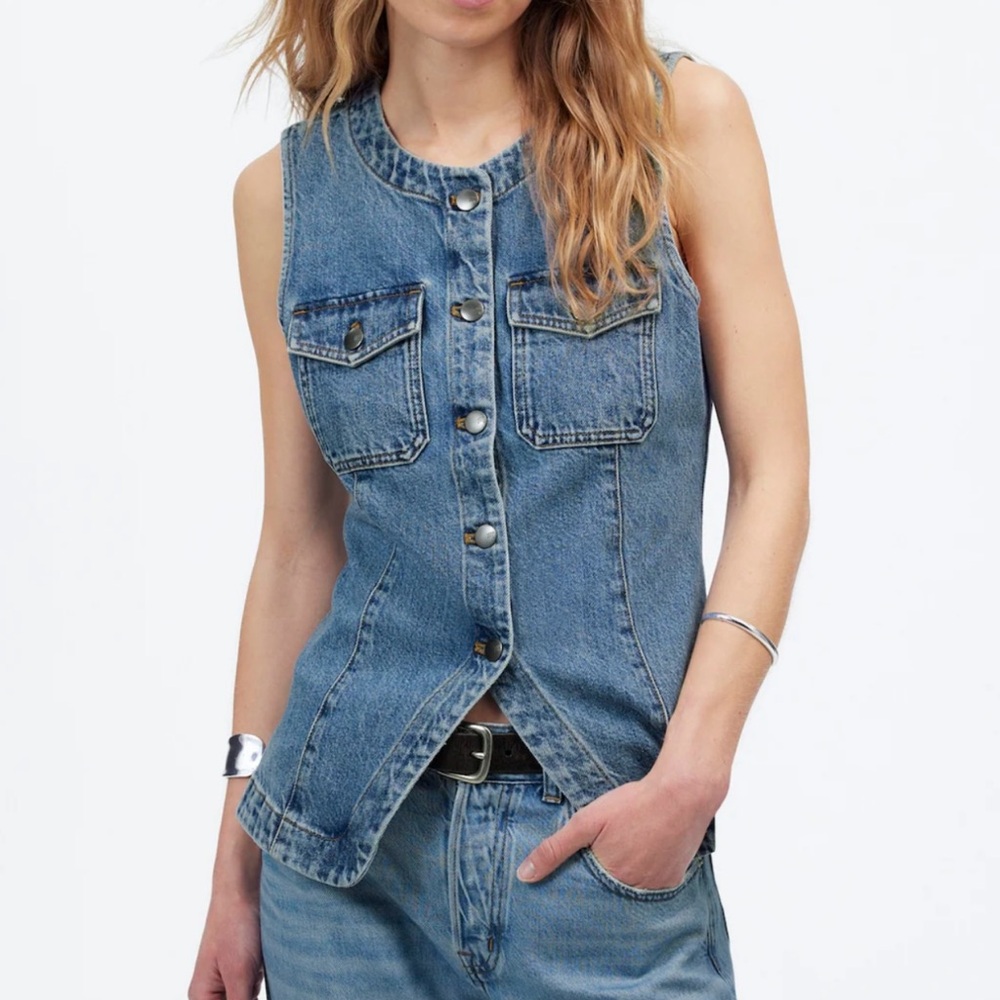 Madewell Blue Denim Sleeveless Top